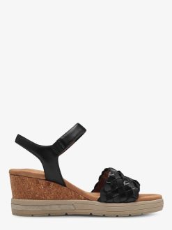 Tamaris Sandale A Talon En Cuir - Noir | Des Sandales