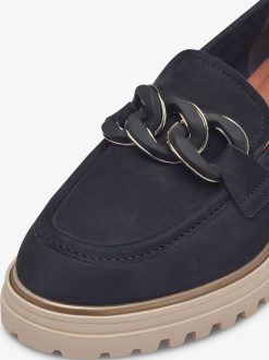 Tamaris Babouche En Cuir - Bleu | Chaussures Basses Et Pantoufles