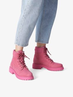 Tamaris Bottine En Cuir - Doublure Chaude Rose | Bottines