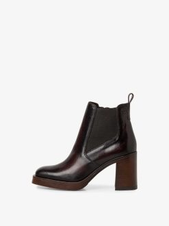 Tamaris Bottine Chelsea En Cuir - Marron | Bottines