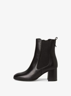 Tamaris Bottine Chelsea En Cuir - Noir | Bottines