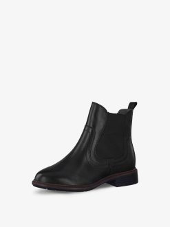 Tamaris Bottine Chelsea En Cuir - Noir | Bottines