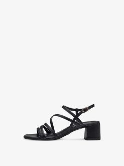 Tamaris Sandale A Talon En Cuir - Noir | Des Sandales