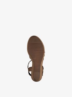 Tamaris Sandale A Talon En Cuir - Marron | Des Sandales