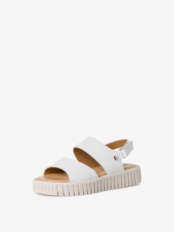 Tamaris Sandale A Talon En Cuir - Blanc | Des Sandales