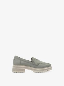 Tamaris Babouche En Cuir - Vert | Chaussures Basses Et Pantoufles