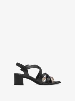 Tamaris Sandale A Talon En Cuir - Noir | Des Sandales