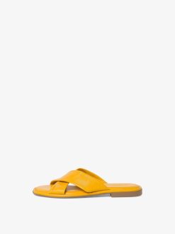 Tamaris Mule En Cuir - Jaune | Mules