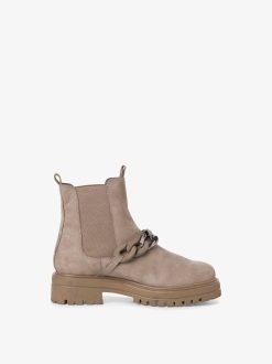 Tamaris Bottine Chelsea En Cuir - Beige | Bottines