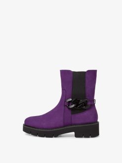 Tamaris Bottine Chelsea En Cuir - Violet | Bottines