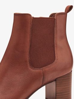 Tamaris Bottine Chelsea En Cuir - Marron | Bottines