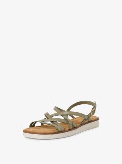 Tamaris Sandale En Cuir - Vert | Des Sandales