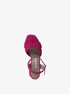 Tamaris Sandale A Talon En Cuir - Rose | Des Sandales