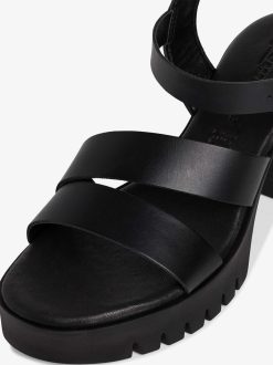 Tamaris Sandale A Talon En Cuir - Noir | Des Sandales