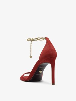 Tamaris Sandale A Talon En Cuir - Rouge | Des Sandales