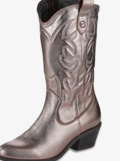 Tamaris Bottes Cowboy En Cuir - Metallise | Bottines