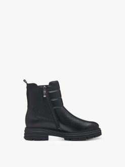 Tamaris Bottine Chelsea En Cuir - Noir | Bottines