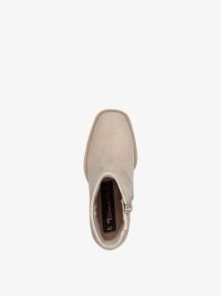 Tamaris Bottine En Cuir - Beige | Bottines