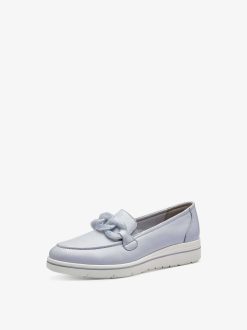 Tamaris Babouche En Cuir - Bleu | Chaussures Basses Et Pantoufles