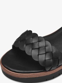 Tamaris Sandale A Talon En Cuir - Noir | Des Sandales