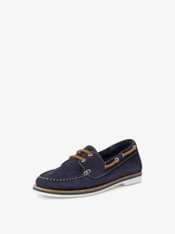 Tamaris Mocassin En Cuir - Bleu | Chaussures Basses Et Pantoufles