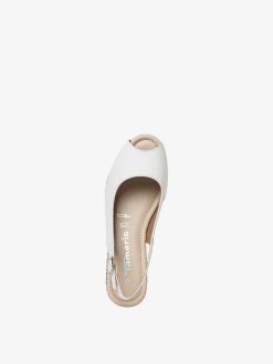 Tamaris Sandale A Talon En Cuir - Blanc | Des Sandales