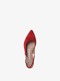 Tamaris Escarpins A Bride En Cuir - Rouge | Pompes