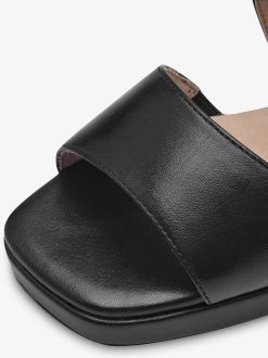 Tamaris Sandale A Talon En Cuir - Noir | Des Sandales