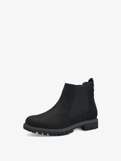 Tamaris Bottine Chelsea En Cuir - Noir | Bottines