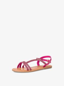 Tamaris Sandale En Cuir - Rose | Des Sandales