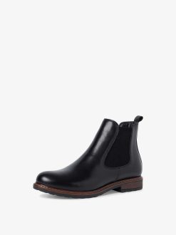 Tamaris Bottine Chelsea En Cuir - Noir | Bottines