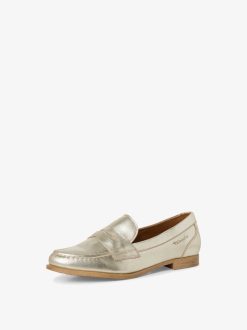 Tamaris Babouche En Cuir - Or | Chaussures Basses Et Pantoufles