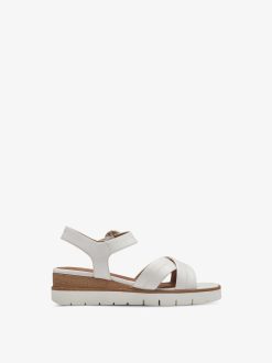 Tamaris Sandale A Talon En Cuir - Blanc | Des Sandales