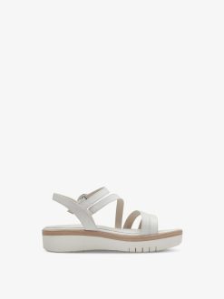 Tamaris Sandale A Talon En Cuir - Blanc | Des Sandales