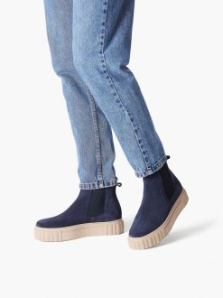 Tamaris Bottine Chelsea En Cuir - Bleu | Bottines