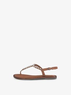 Tamaris Sandale En Cuir - Marron | Des Sandales