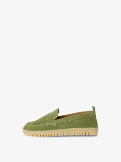 Tamaris Babouche En Cuir - Vert | Chaussures Basses Et Pantoufles