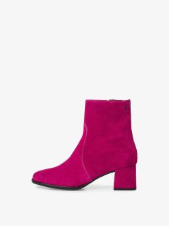 Tamaris Bottine En Cuir - Rose | Bottines