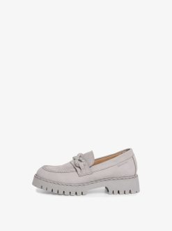 Tamaris Babouche En Cuir - Gris | Chaussures Basses Et Pantoufles