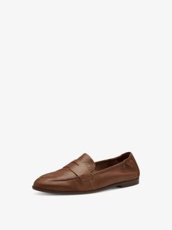 Tamaris Babouche En Cuir - Marron | Chaussures Basses Et Pantoufles