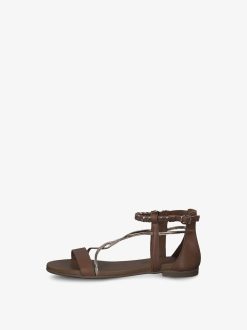 Tamaris Sandale En Cuir - Marron | Des Sandales