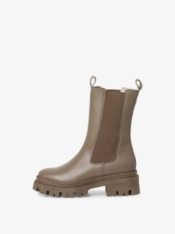 Tamaris Bottine Chelsea En Cuir - Vert | Bottines