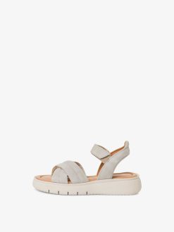 Tamaris Sandale A Talon En Cuir - Beige | Des Sandales