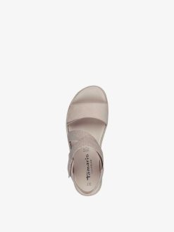 Tamaris Sandale A Talon En Cuir - Beige | Des Sandales