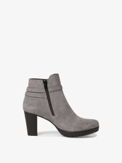 Tamaris Bottine En Cuir - Gris | Bottines