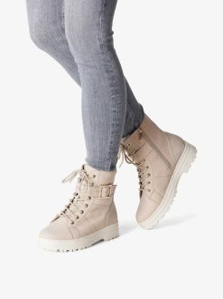 Tamaris Bottine En Cuir - Beige | Bottines