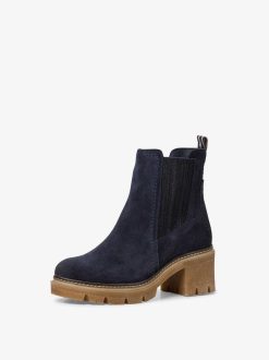 Tamaris Bottine Chelsea En Cuir - Bleu | Bottines