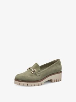 Tamaris Babouche En Cuir - Vert | Chaussures Basses Et Pantoufles