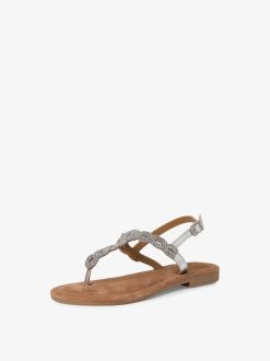 Tamaris Sandale En Cuir - Metallise | Des Sandales