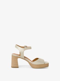 Tamaris Sandale A Talon En Cuir - Blanc | Des Sandales